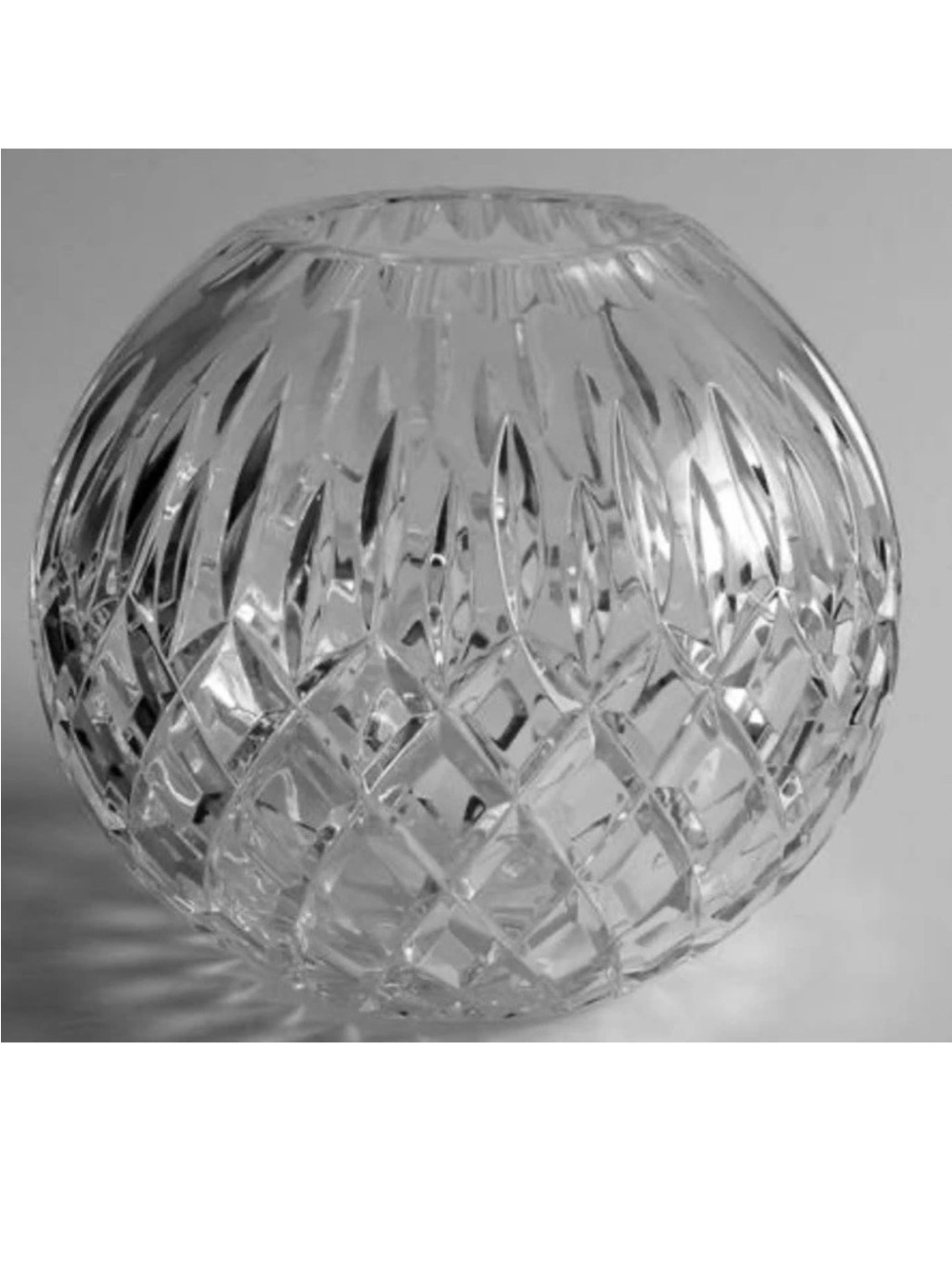 Vintage Cut Glass Rose Bowl Vase Clear Crystal Orb Round Floral Centerpiece